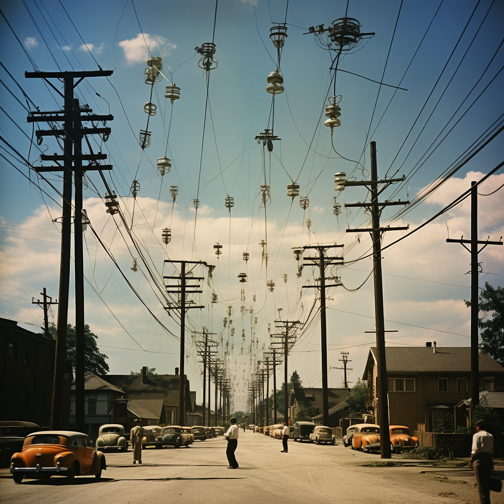 1950s government electric transmission network photo