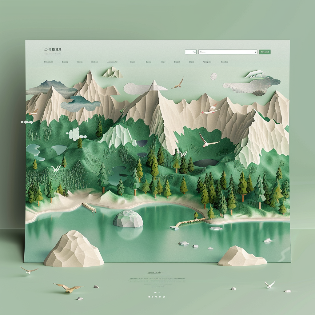 Government Website Design with Green Mountains and Water