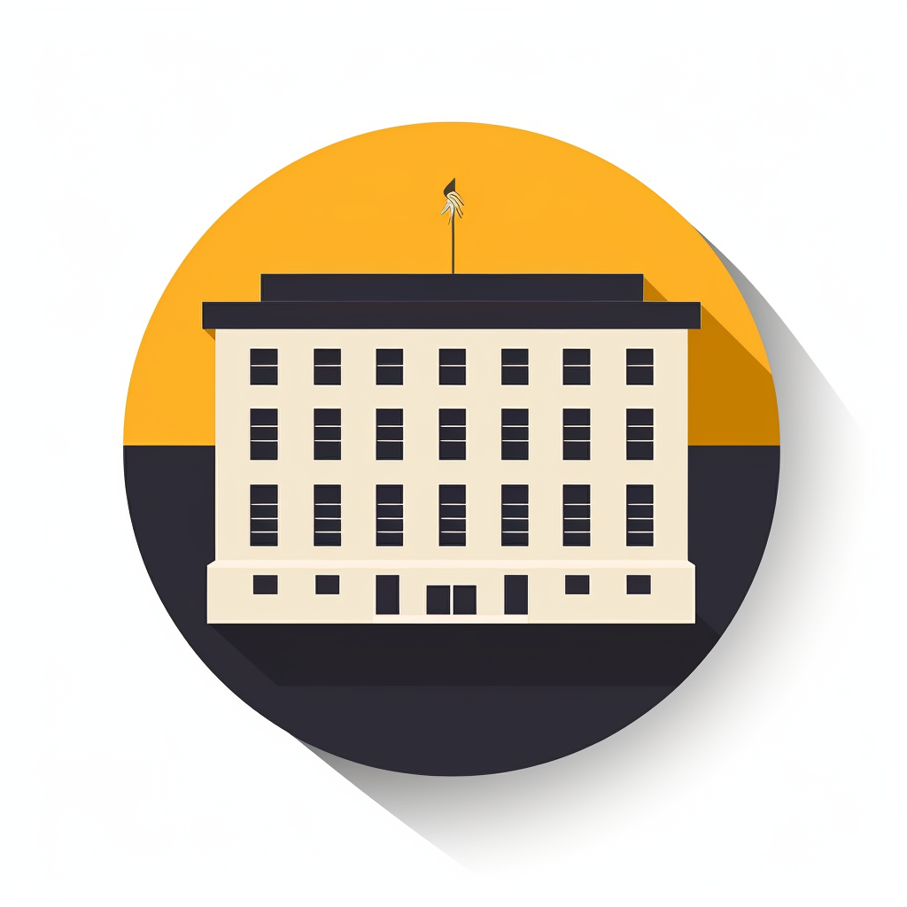 Clear-lined government building icon