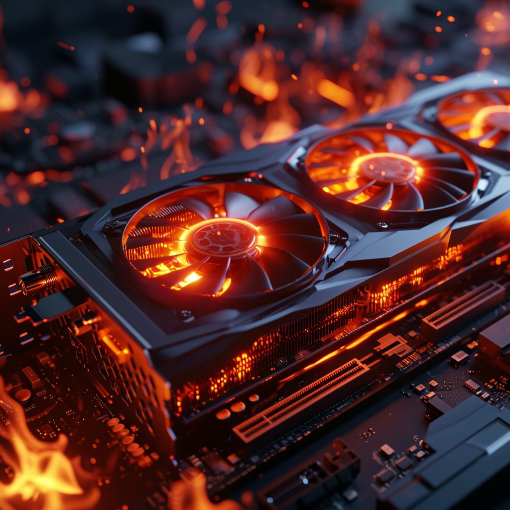 Flames emitting from powerful GPU processing