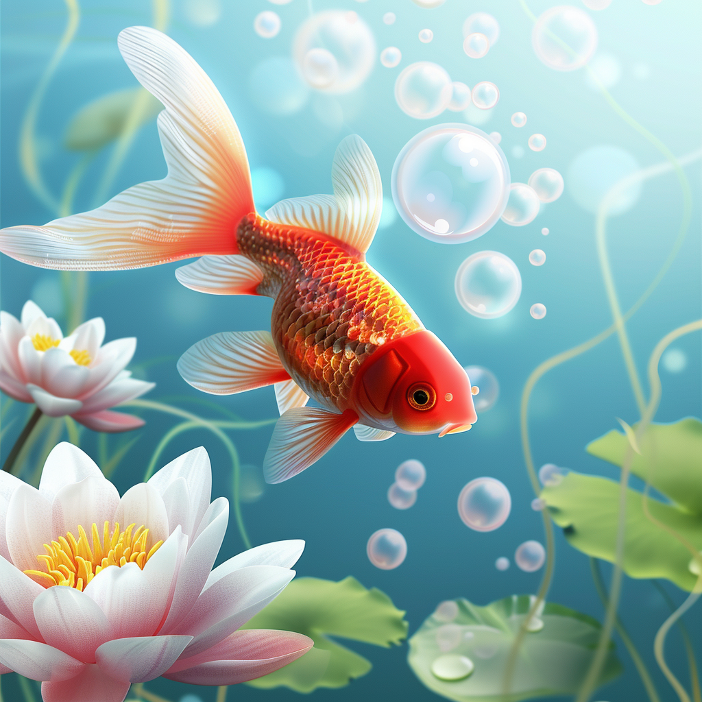 Cute goldfish swimming gracefully