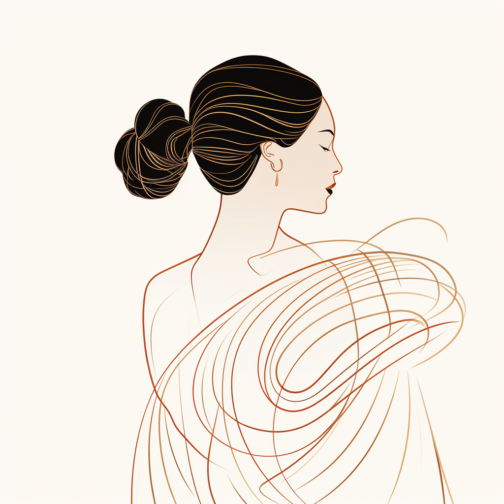 Graceful female figure in line art illustration