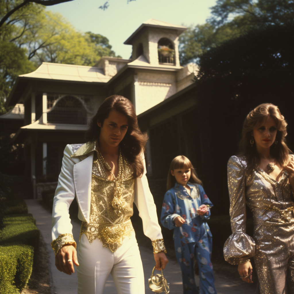 Family enjoying Graceland tour in the 1980s