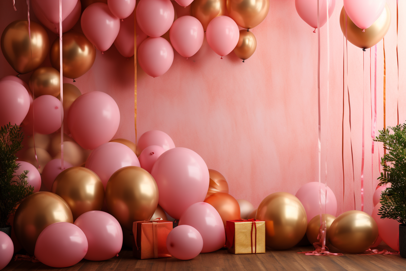 Graduation Wall with Pink and Gold Balloons