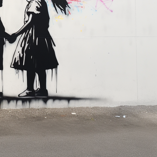 Kids holding hands in front of graffiti