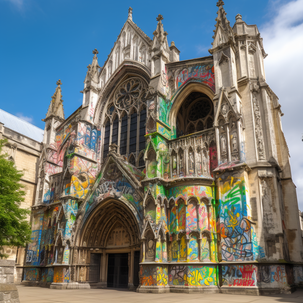 Graffiti covered York Minster by AddFuel