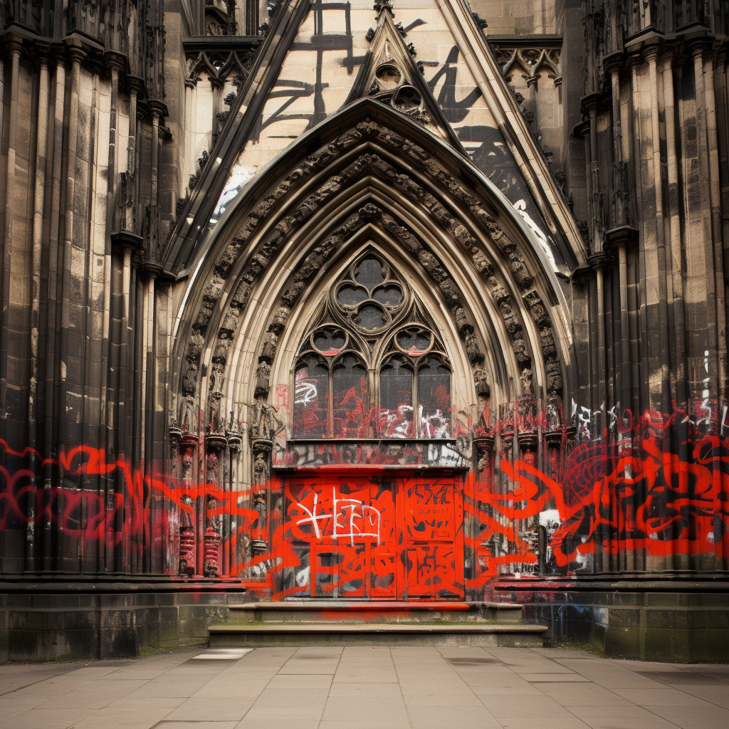 Graffiti on famous Cologne Cathedral with  Nico