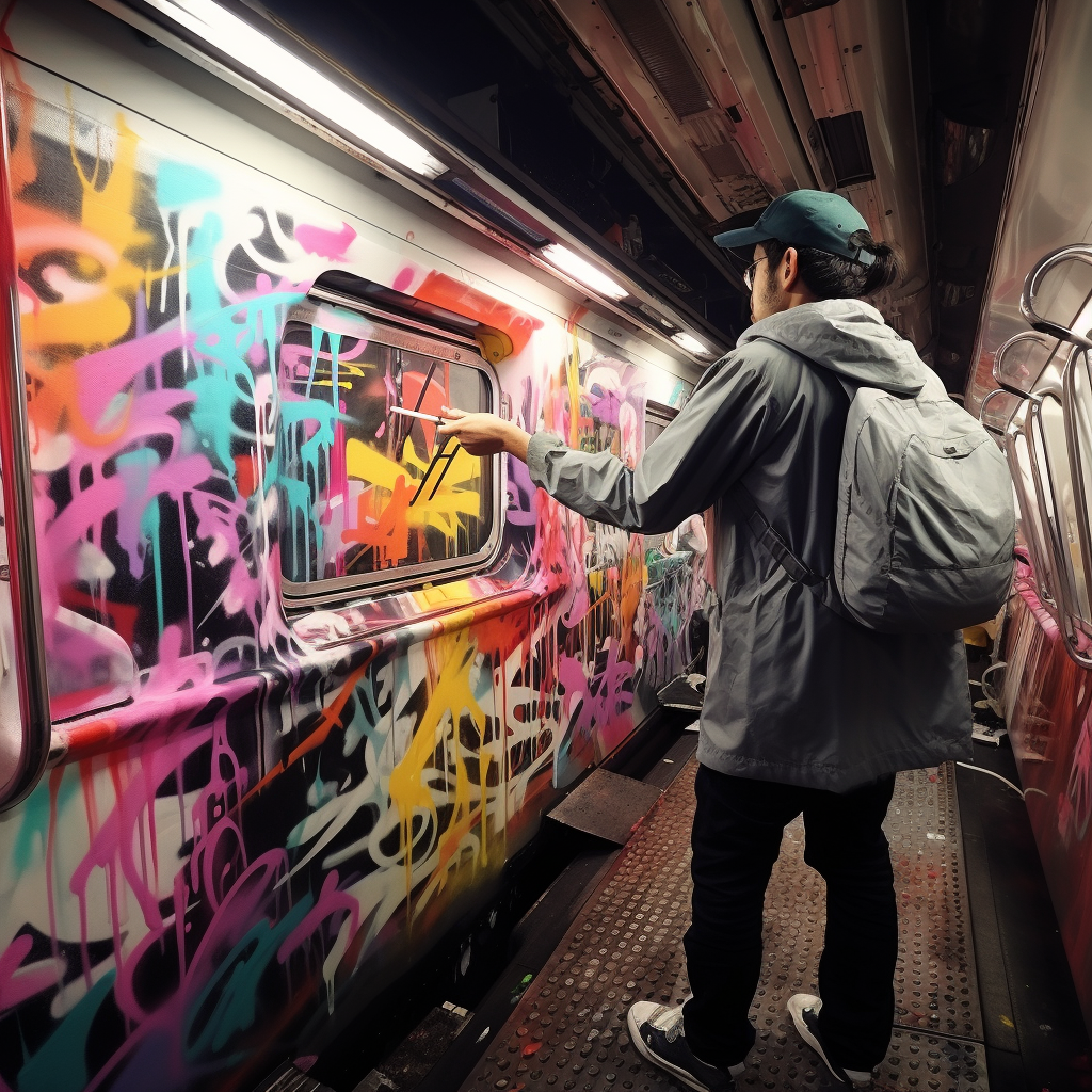 Graffiti Japanese artists trains police