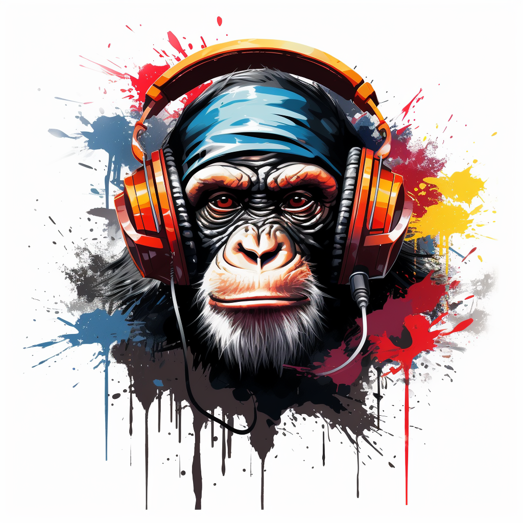 Monkey in Graffiti Headphones