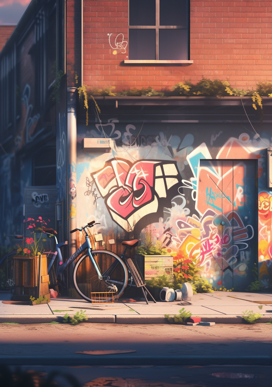 Colorful urban graffiti art mural