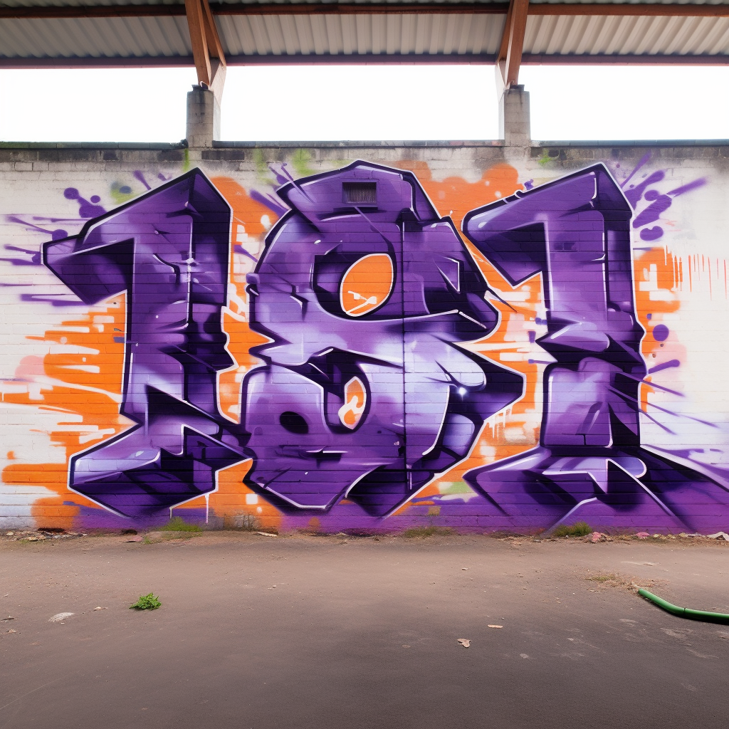 Colorful graffiti of number 163 on a purple wall