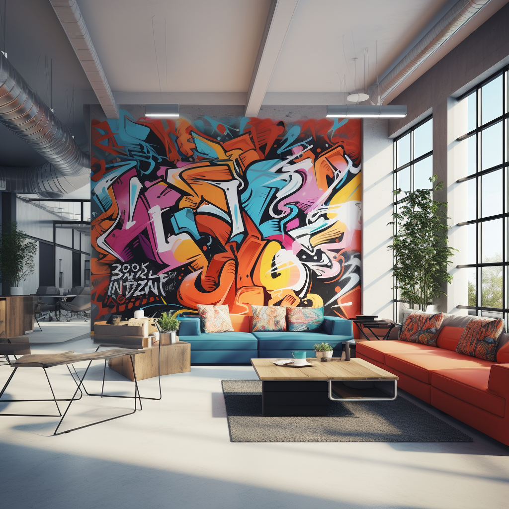 Realistic graffiti of furniture and decoration design