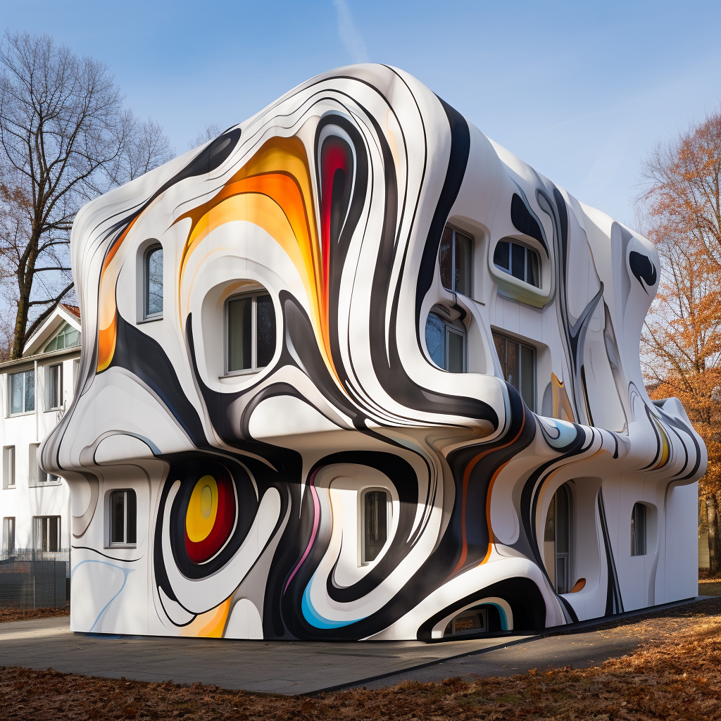 Colorful graffiti house by Zaha Hadid in Hamburg