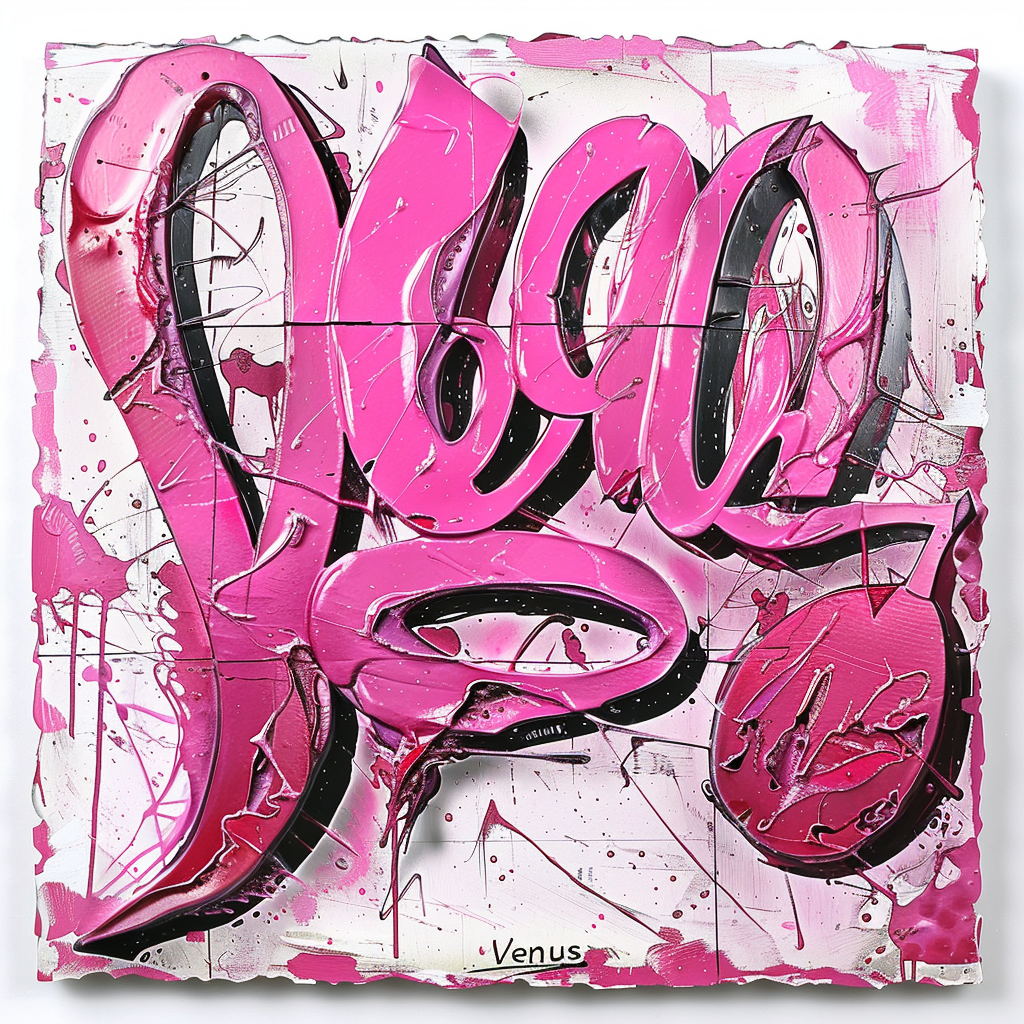 Graffiti tag writing  Venus  in pink