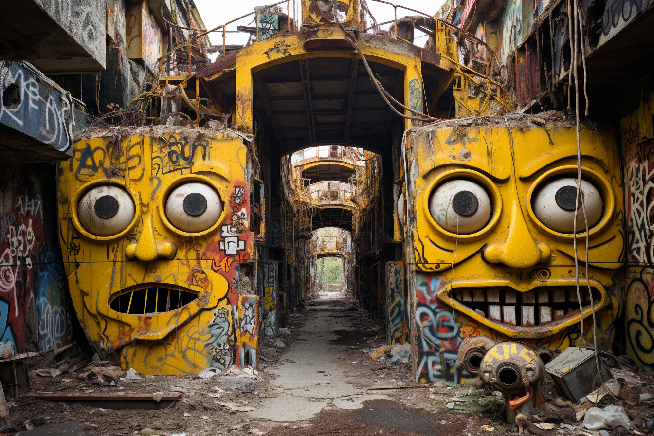 Graffiti Tunnel with Surreal Theatrics