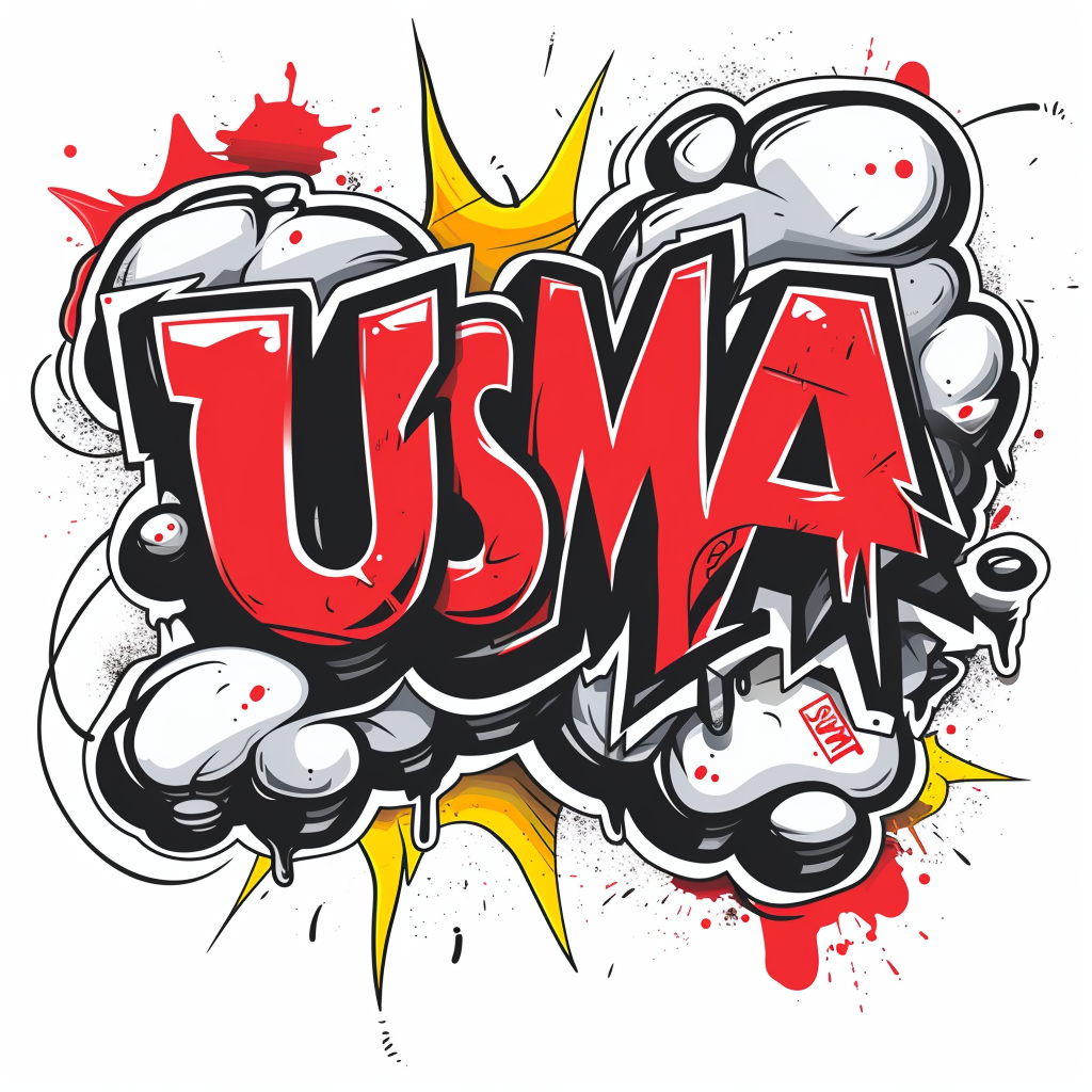 USMA graffiti red black sticker cartoon