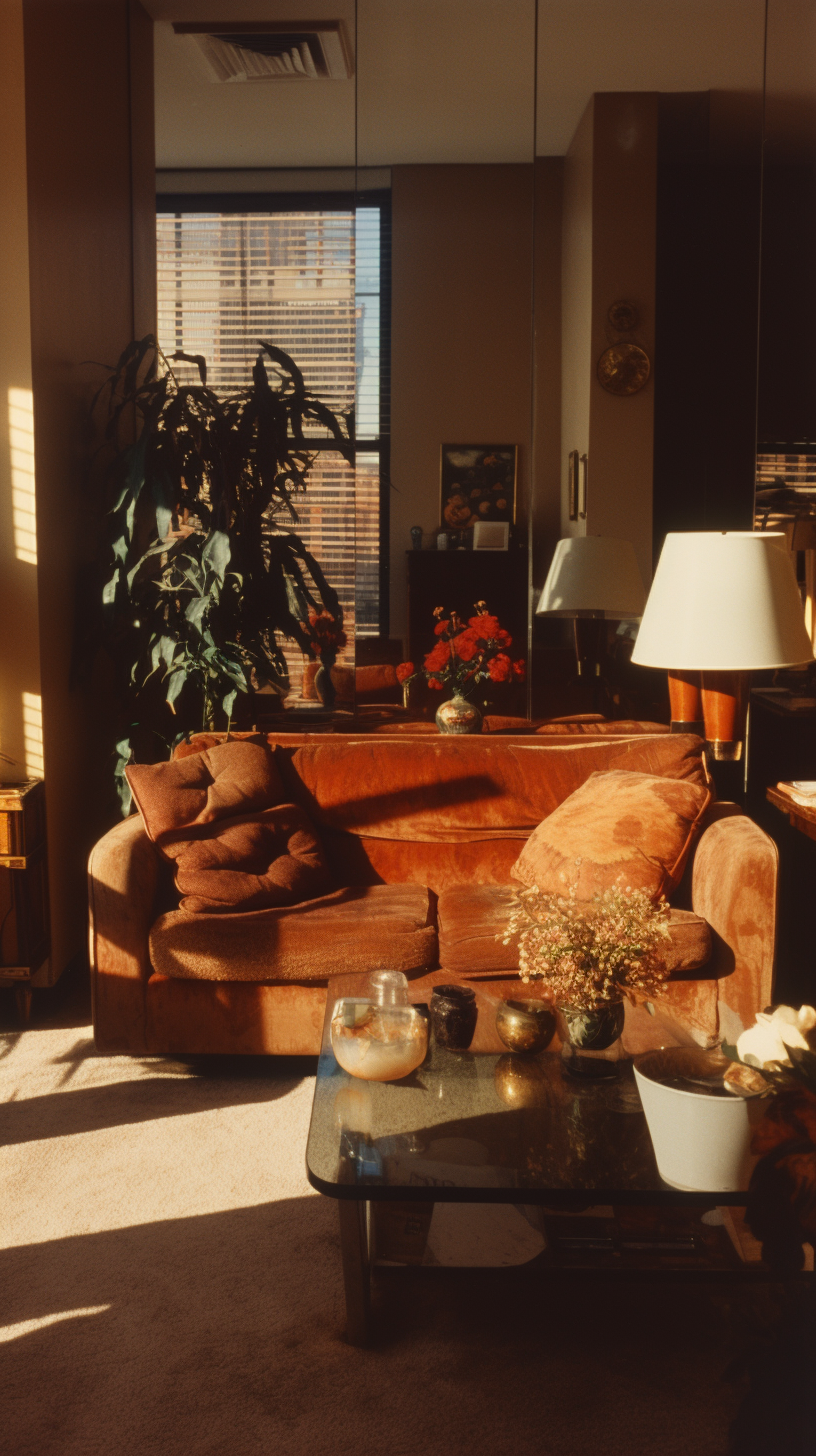 Vintage NYC apartment living room interior