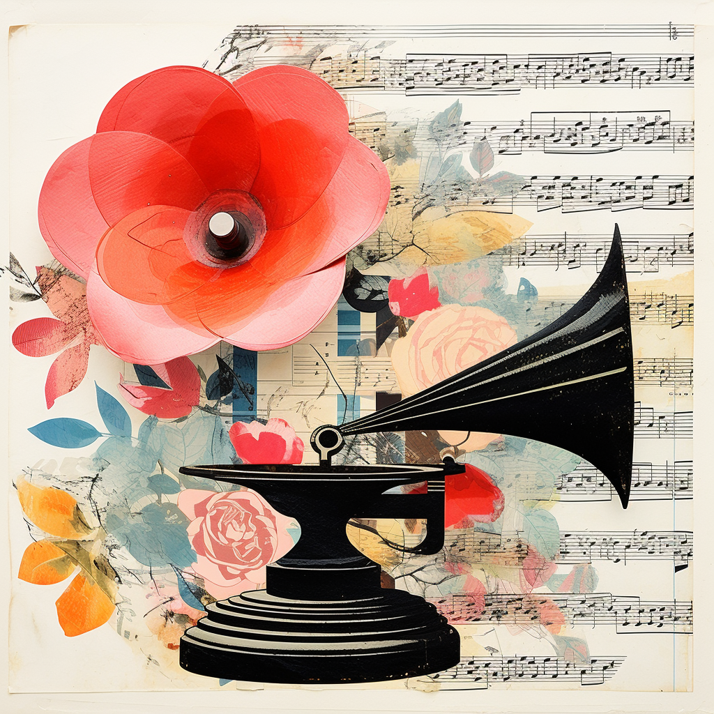 Vintage Gramophone Music Collage