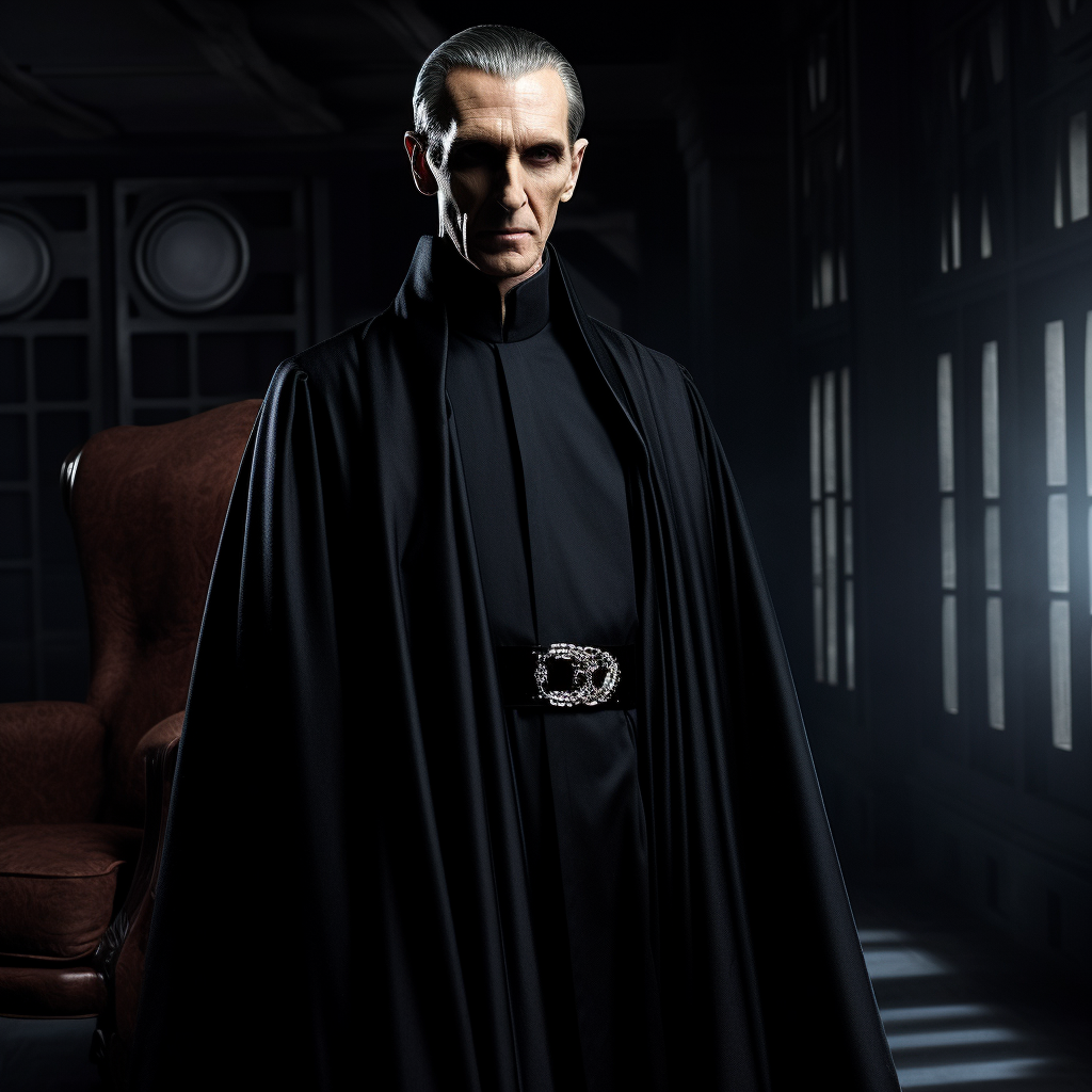 Grand Moff Tarkin in dark robes