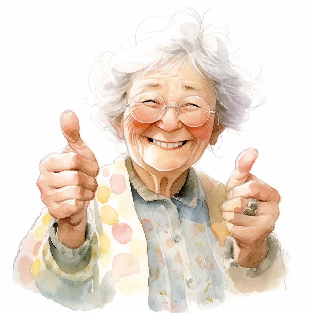 Smiling grandmother giving thumbs up