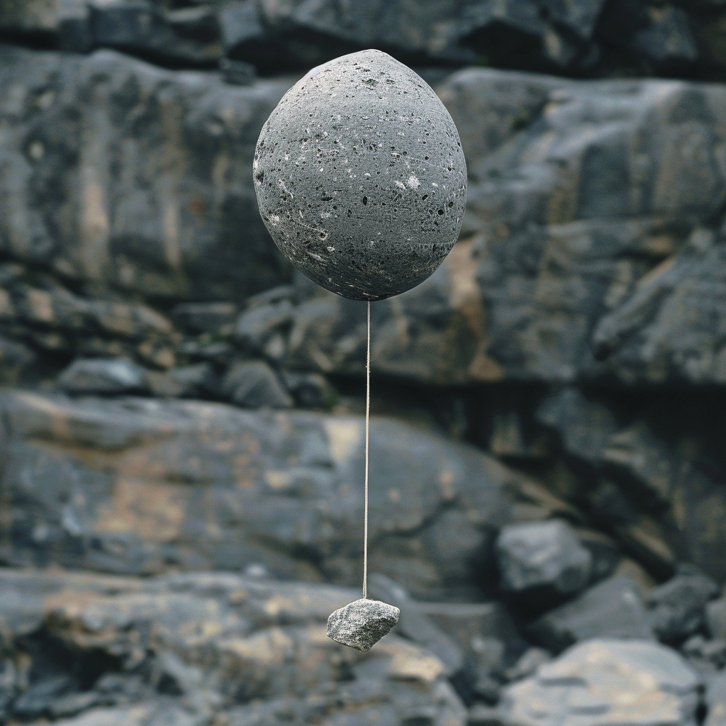 granite balloon flying through air