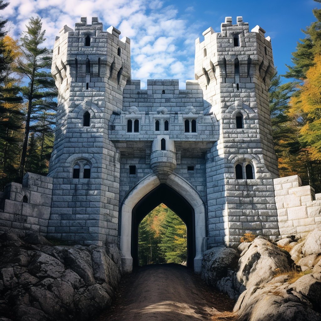 Gray Granite Castle Wall in White Mountains