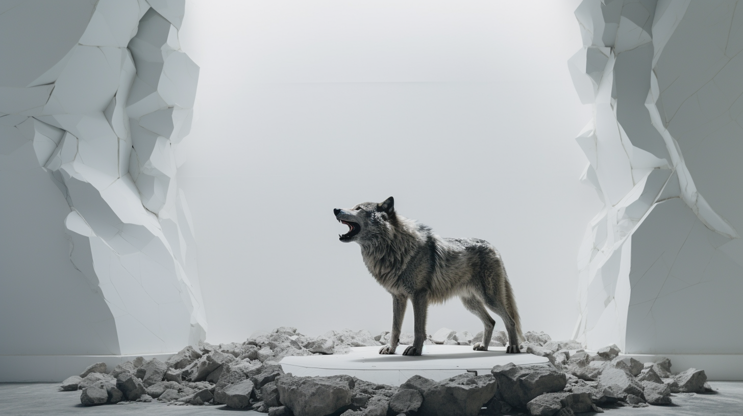 Wolf made of granite sculpture