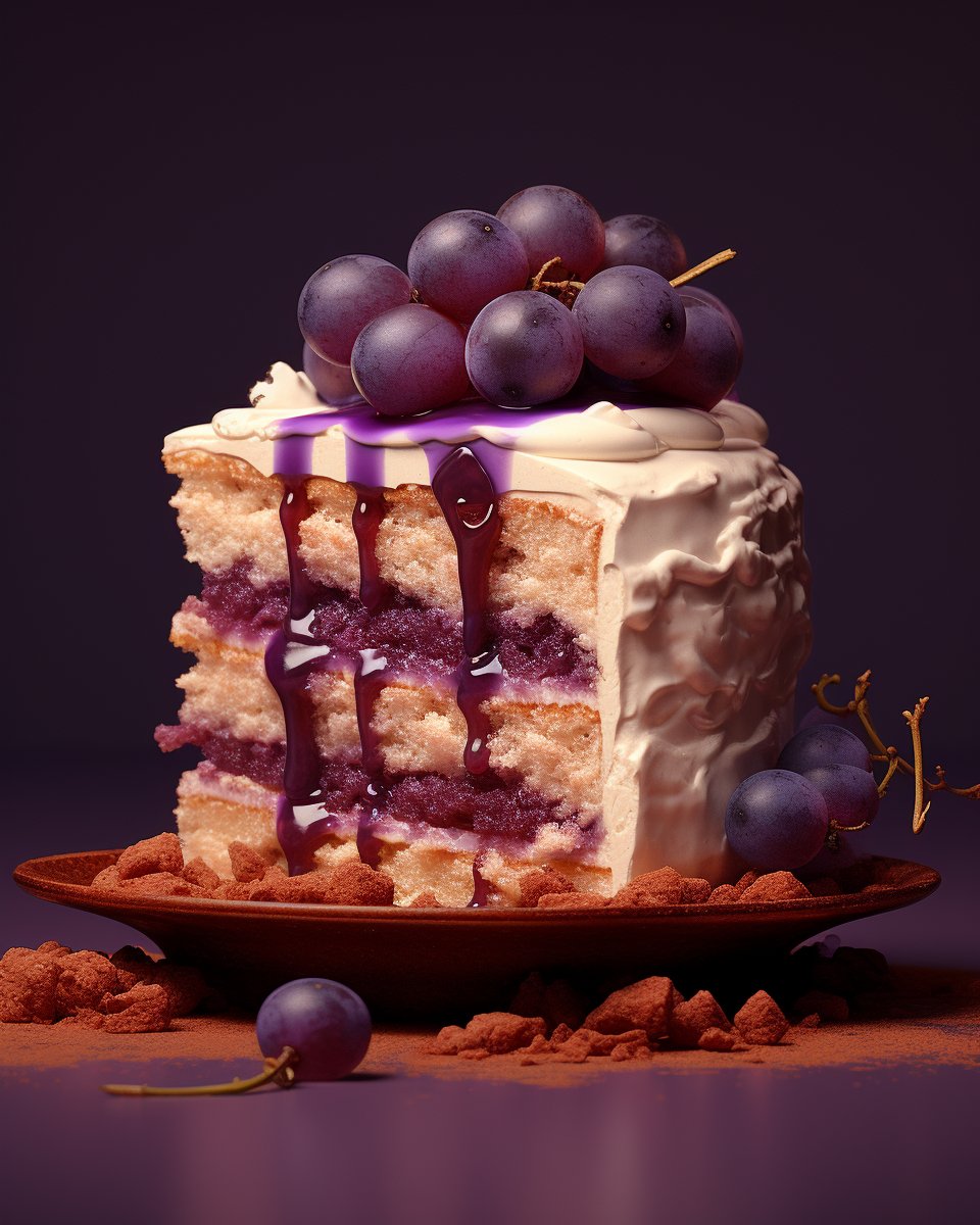 Delicious grape cake with surrealistic vibes