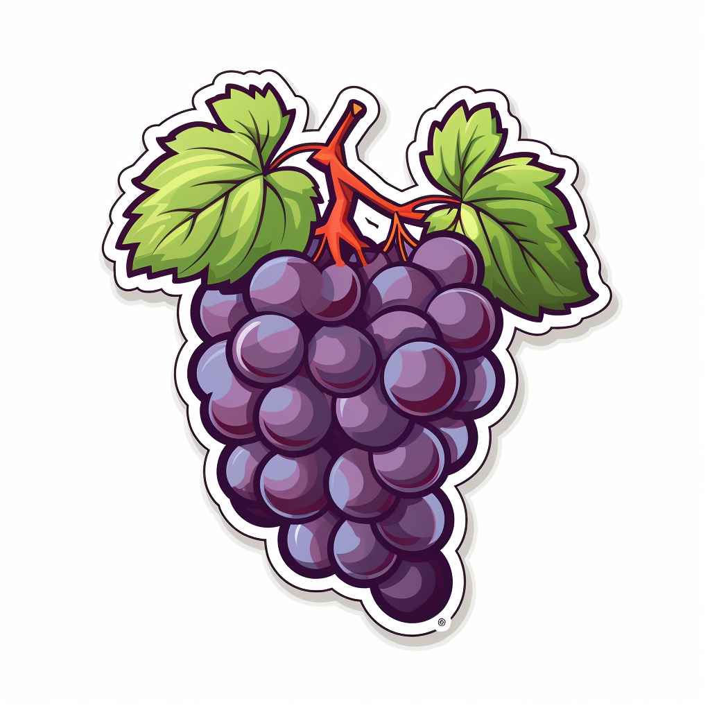 Beautiful cartoon grapes on vine sticker