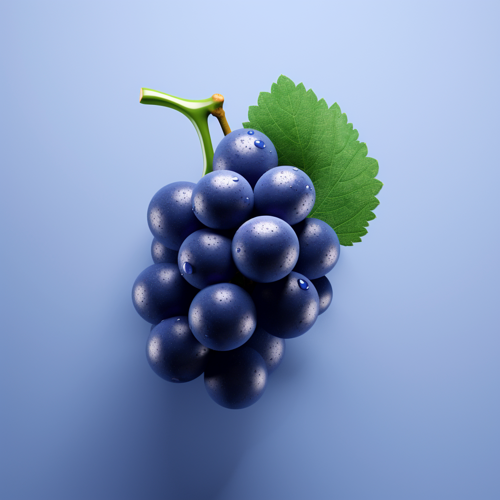 3D photo of a grapes blue berry in minimal style