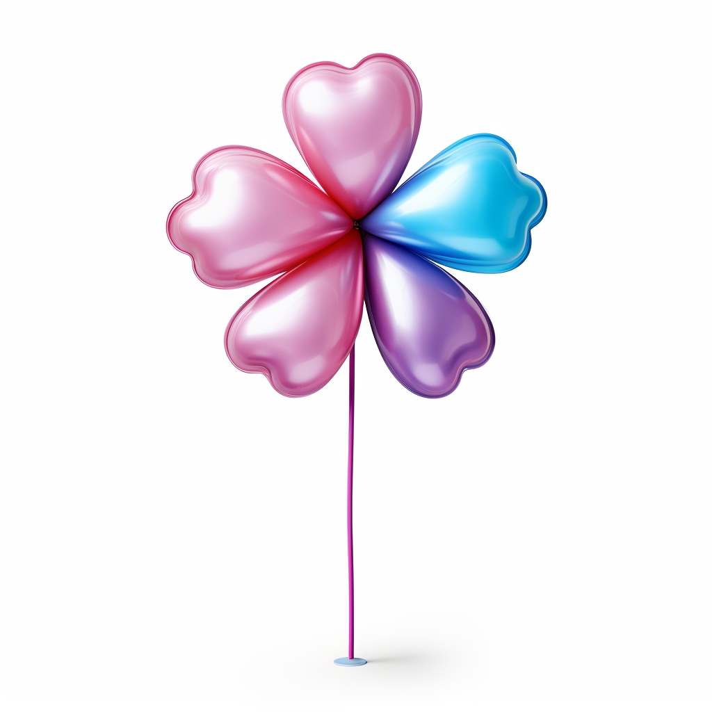 Colorful graphic balloon toy in flower shape on white background