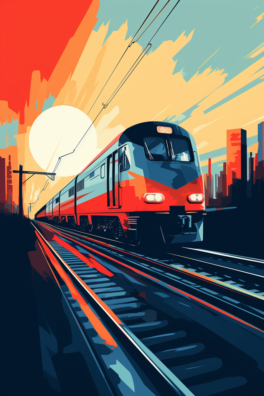 Graphic illustration of a moving train