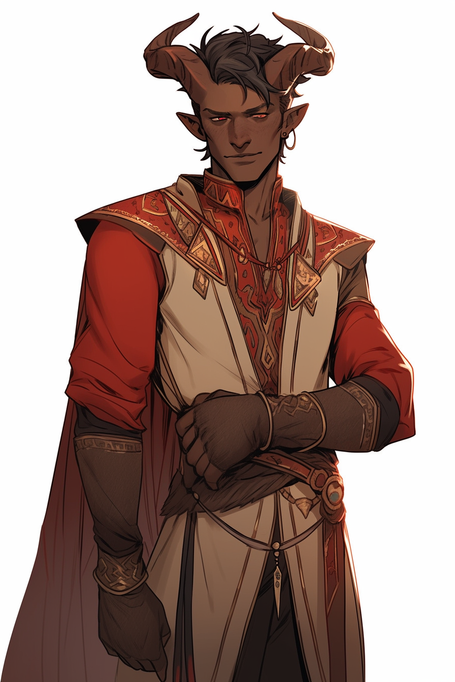 Illustration of a Noble Bloodline Male Tiefling Sorcerer