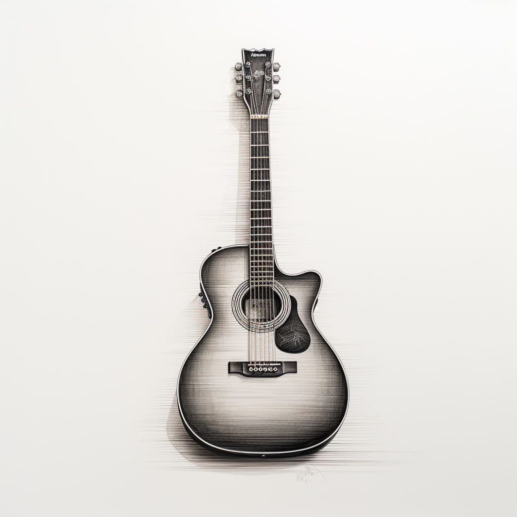 Beautiful graphite drawing of an acoustic guitar