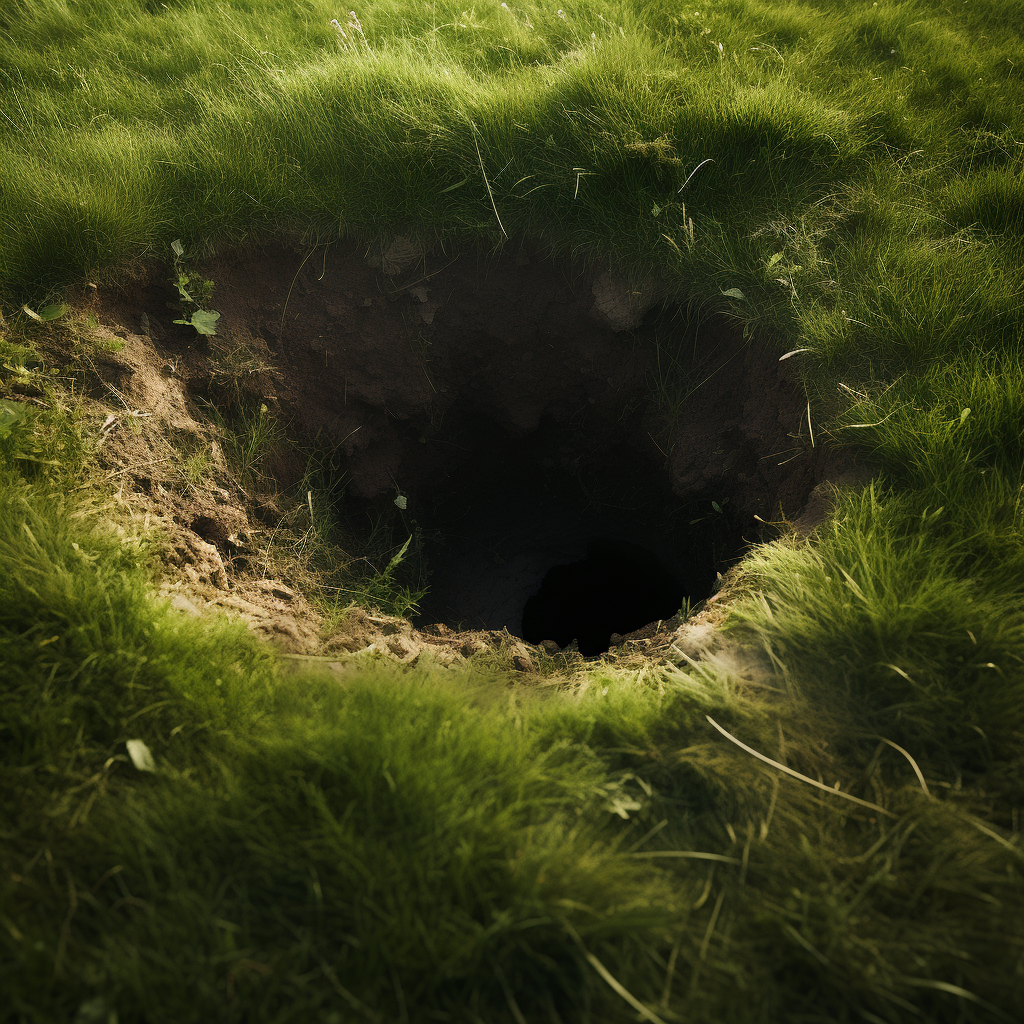 Enigmatic hole in the grass