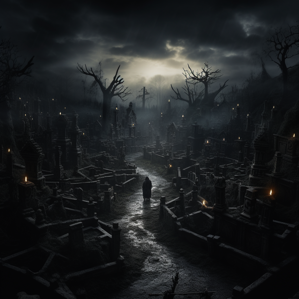 Graveyard maze dark atmosphere