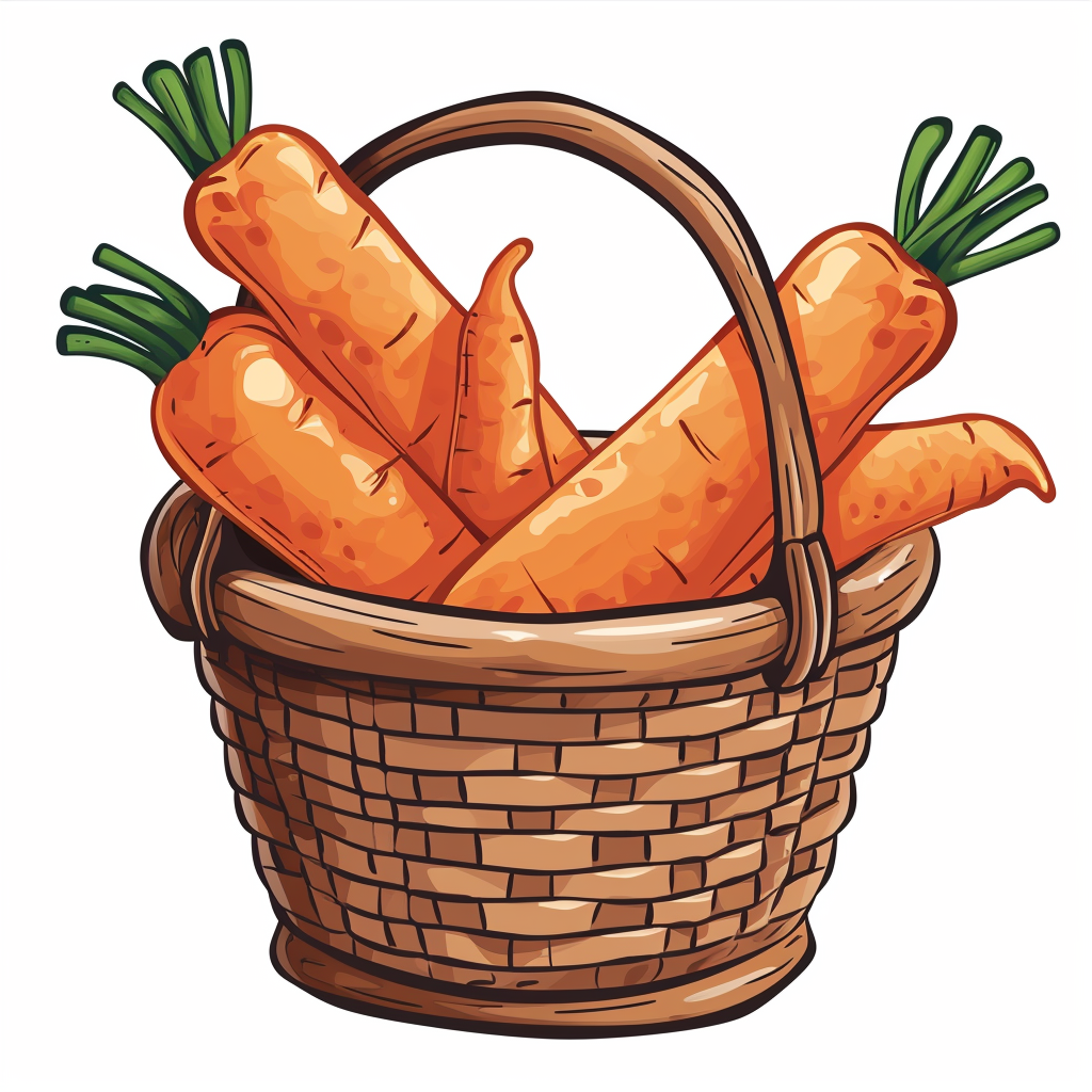 Cartoon carrots basket artwork