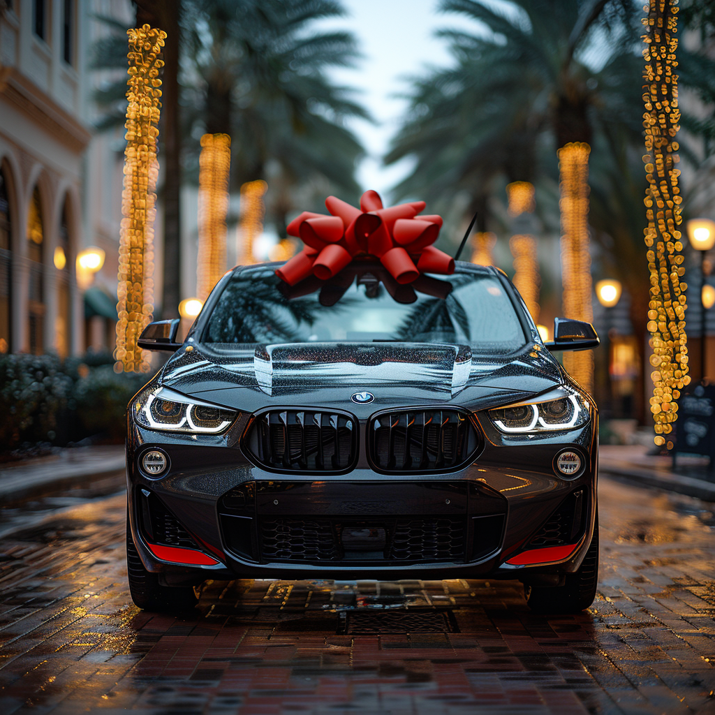 Gray BMW X2 Red Bow