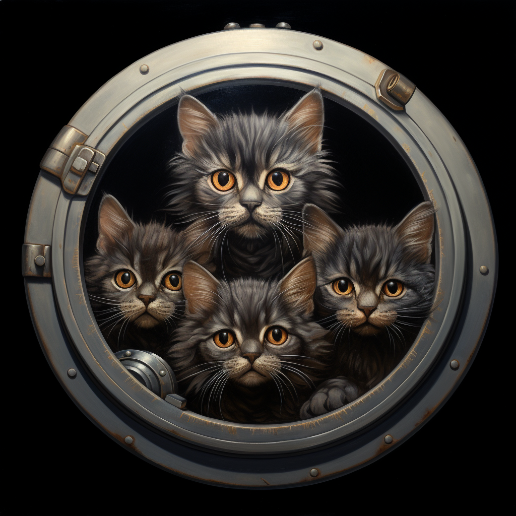 Gray Cats Looking Through Porthole