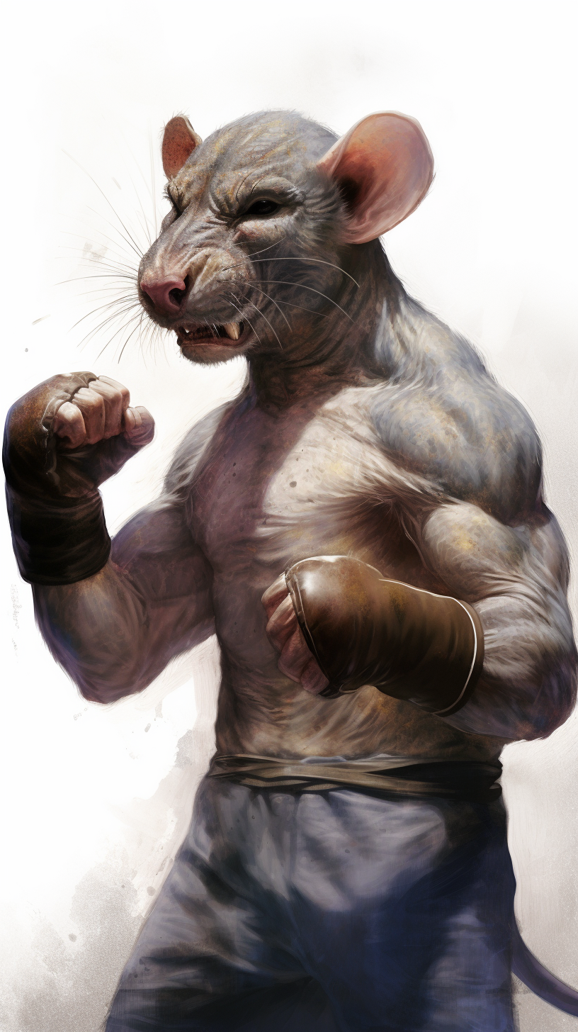 Energetic gray rat boxer cheering