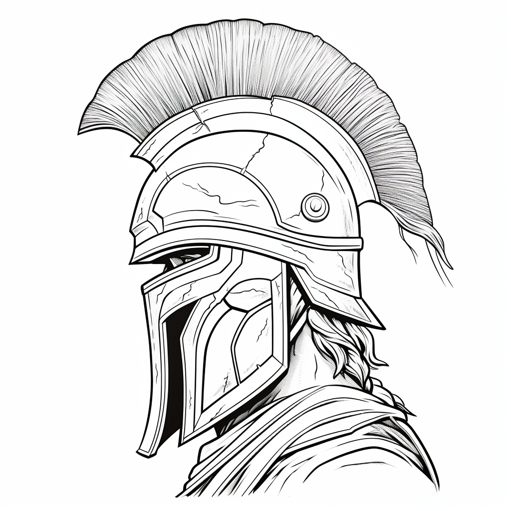 Detailed gray Spartan helmet side view