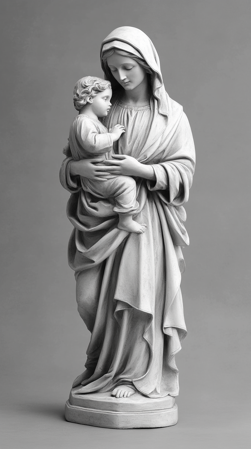 Maria holding child statue neutral