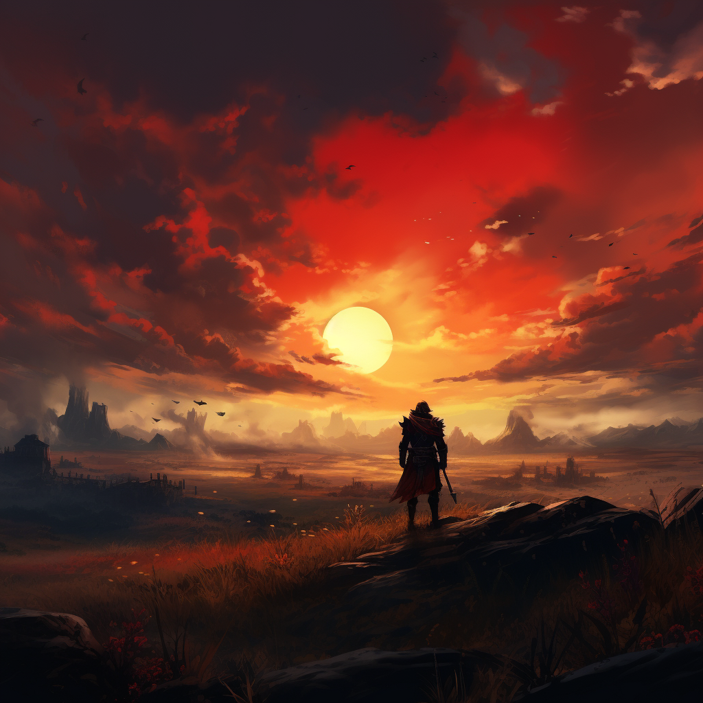 Stunning Red Sky Battlefield Artwork