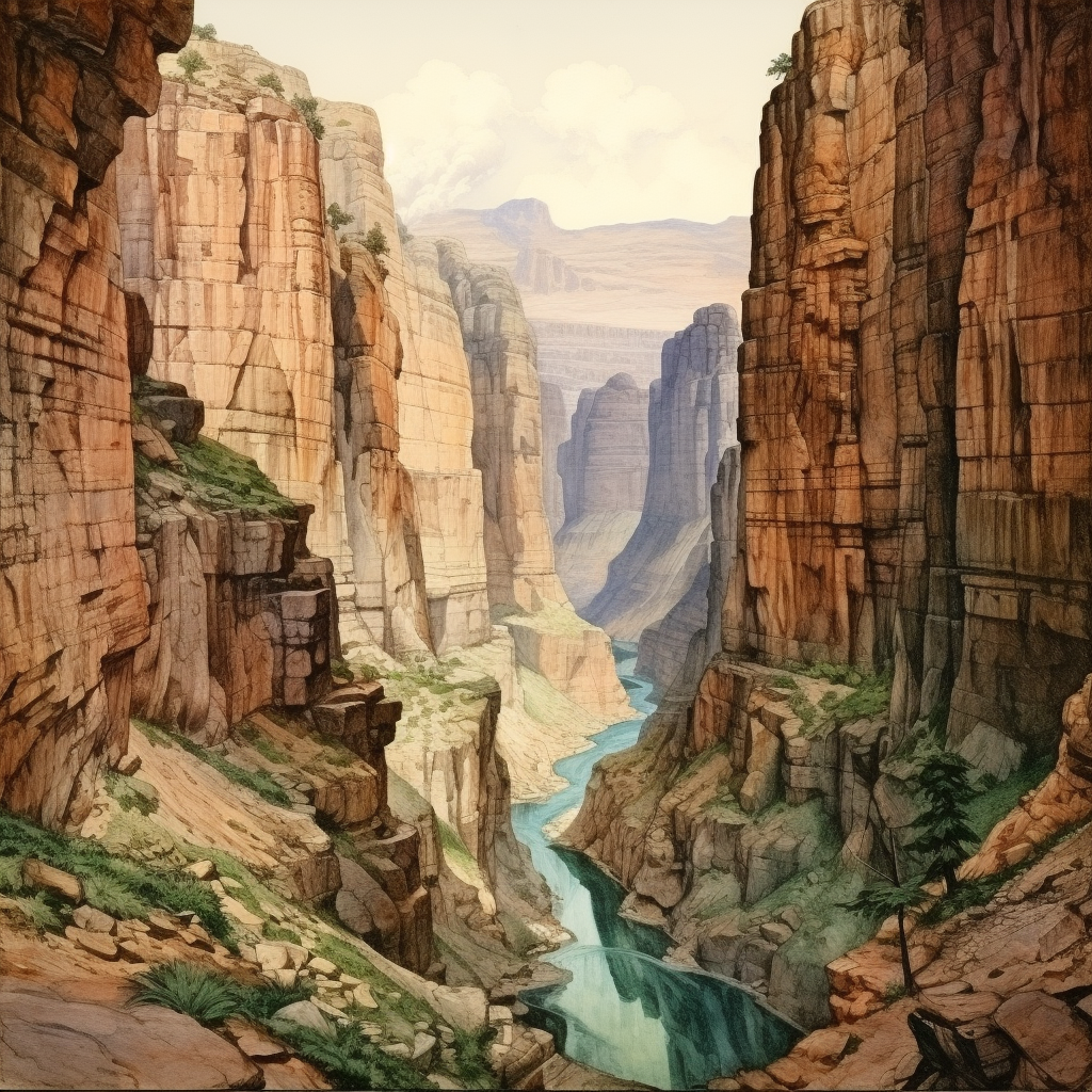 Great Canyon Art in Romantic Style