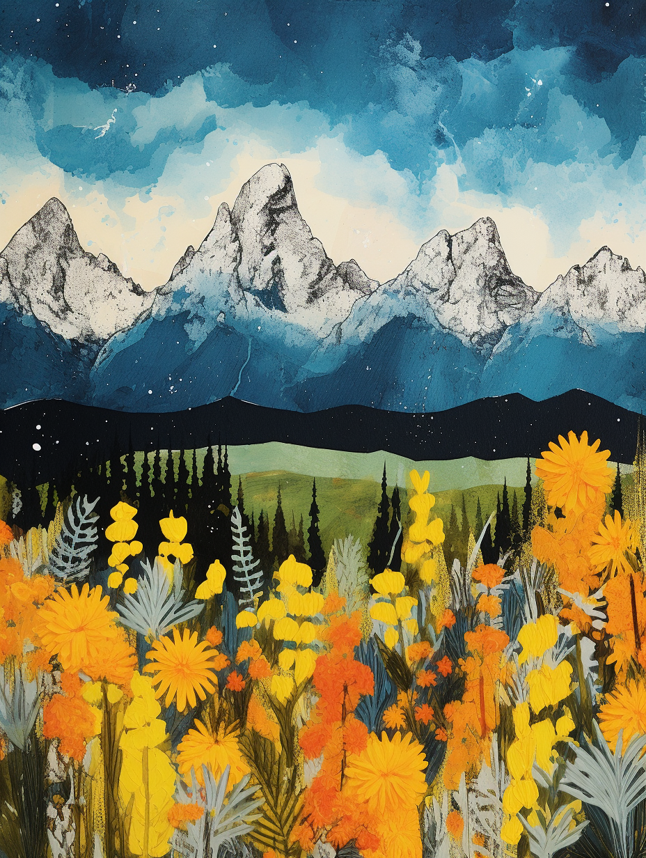 Stunning travel poster of the Great Tetons