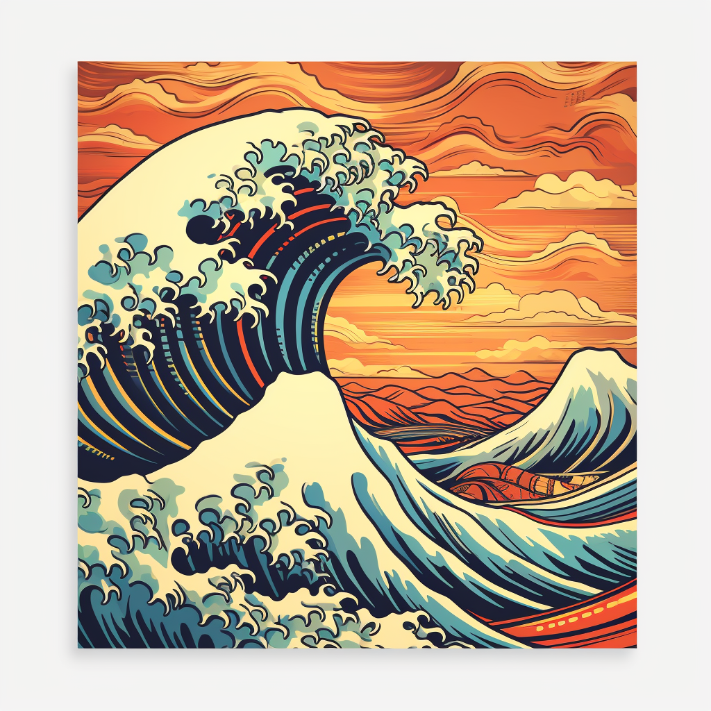 Great Wave Retro Comic Poster