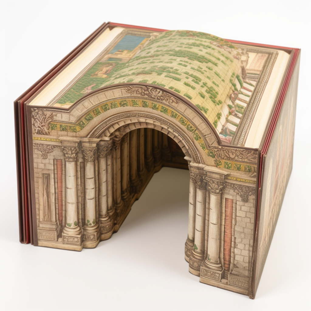 Beautifully Illustrated Grecian Library Tunnel Book