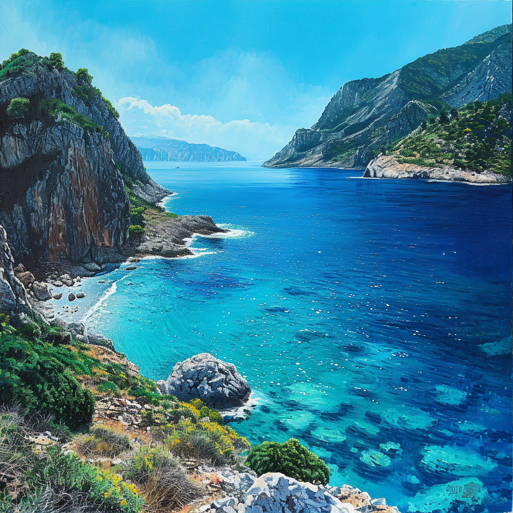 Breathtaking Greece Coast Summer Painting