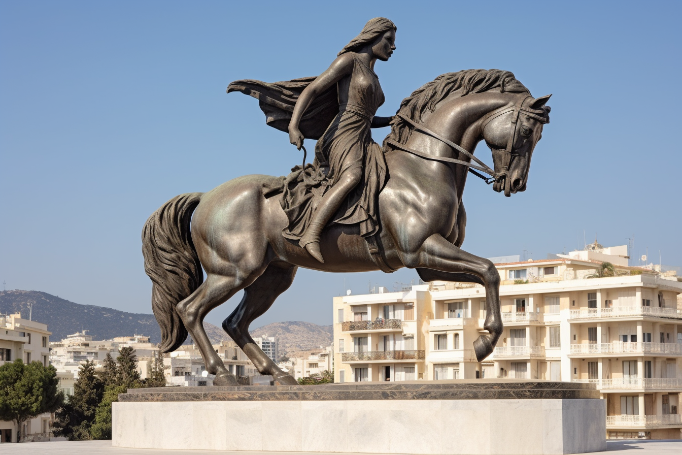 Monumental Greece Woman on Horseback