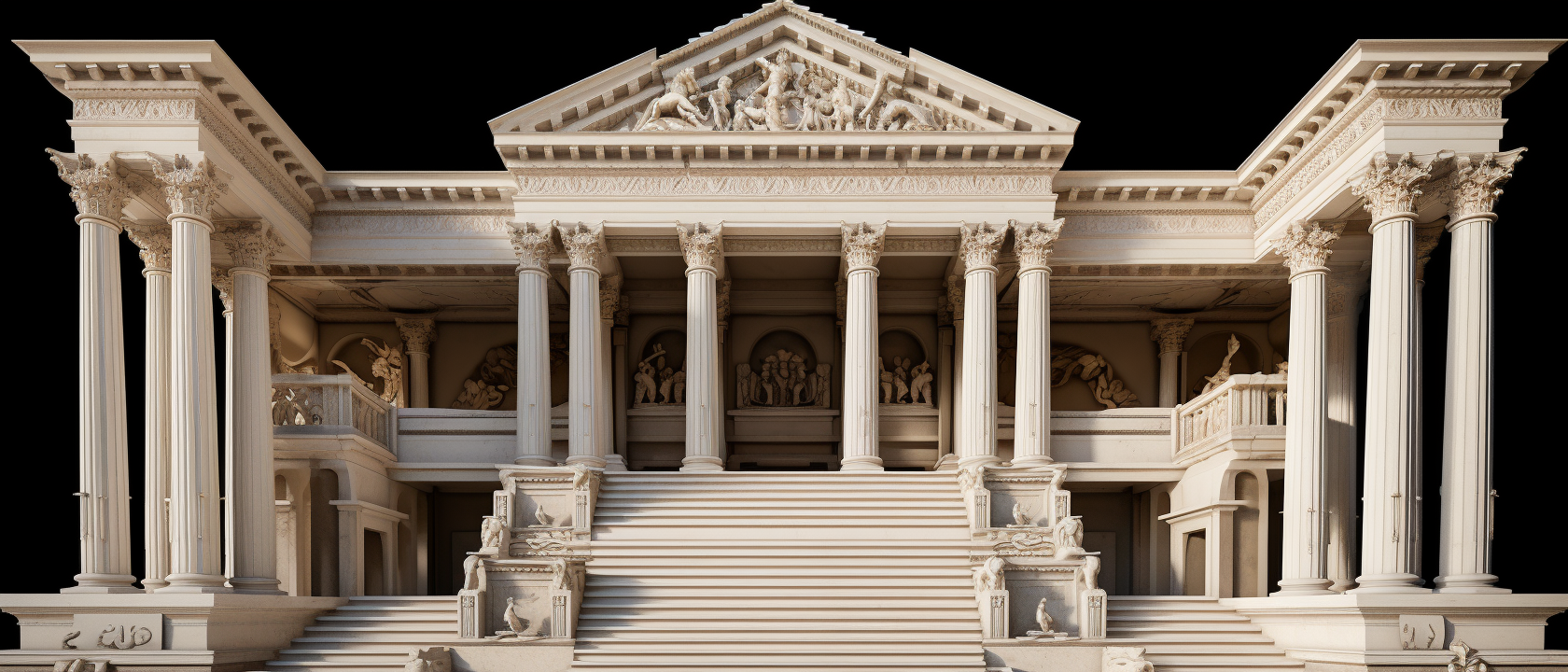 Frontal View of Greek Architectural Columns